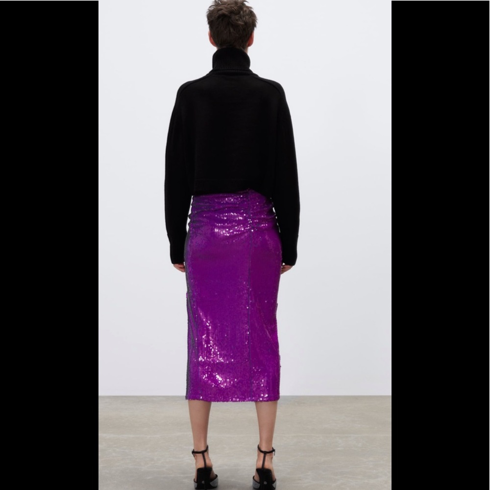 Zara Purple Sequin Midi Skirt - Picture 5 of 6